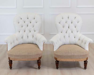 Pair of 20th Century French Chairs Ready to Upholster