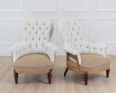 Pair of 20th Century French Chairs Ready to Upholster