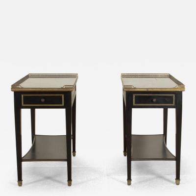 Pair of 20th Century French Ebonised and Marble Side Tables