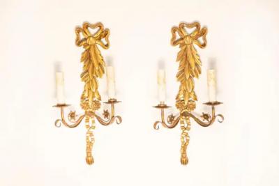Pair of 20th Century French Gild Wood Sconces