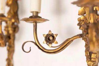 Pair of 20th Century French Gild Wood Sconces