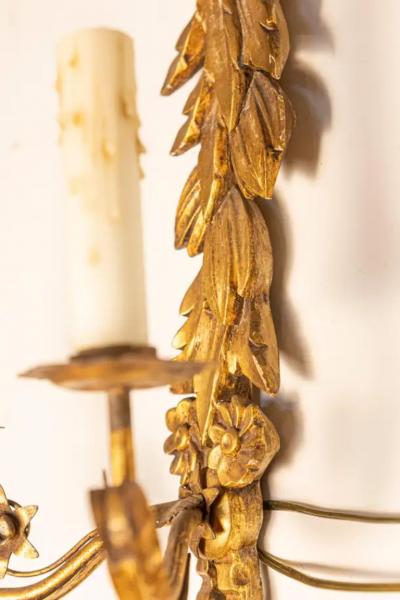 Pair of 20th Century French Gild Wood Sconces