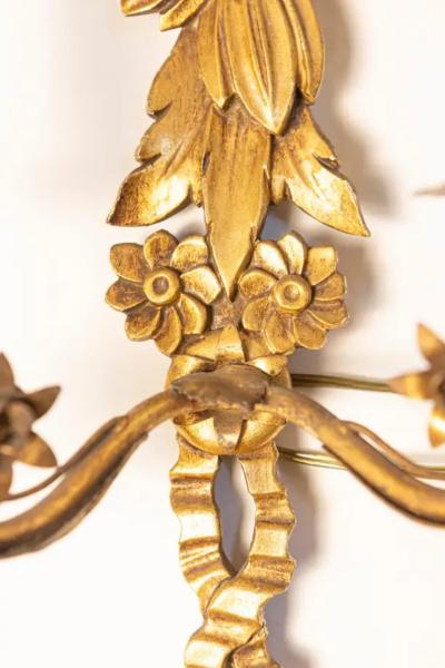 Pair of 20th Century French Gild Wood Sconces