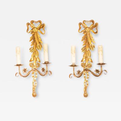 Pair of 20th Century French Gild Wood Sconces