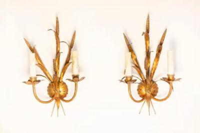 Pair of 20th Century French Gilt Metal Sconces Inspired By Coco Chanel