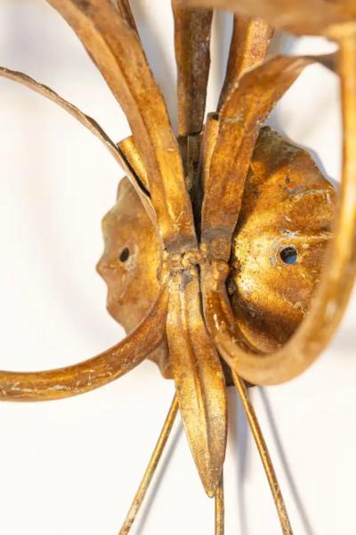 Pair of 20th Century French Gilt Metal Sconces Inspired By Coco Chanel