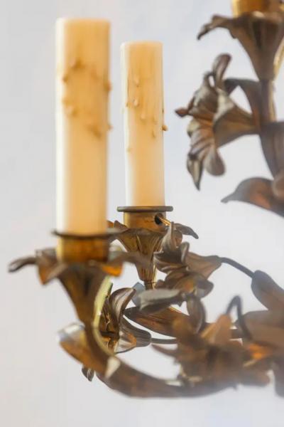 Pair of 20th Century French Gilt T le Floral Sconces