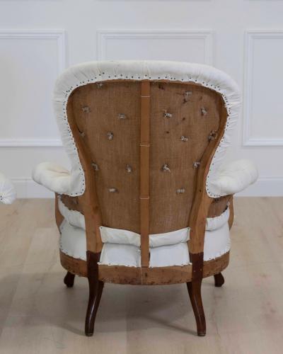 Pair of 20th Century French High Back Chairs Ready to Upholster