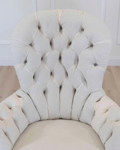 Pair of 20th Century French High Back Chairs Ready to Upholster