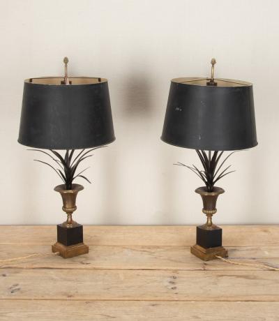 Pair of 20th Century French Maison Charles Style Frond Lamps