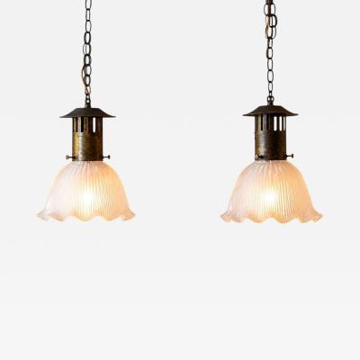 Pair of 20th Century Holophane Pendant Lights