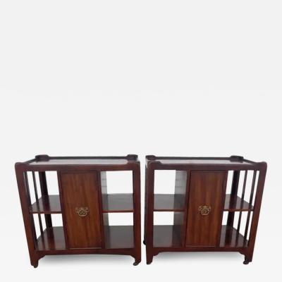 Pair of 20th Century Mahogany Rolling Side Cabinets