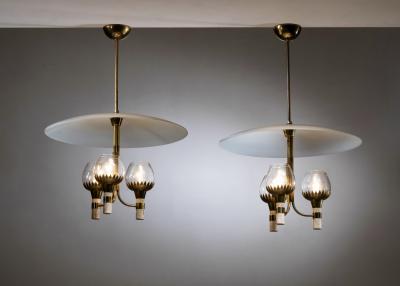 Pair of 3 armed chandeliers