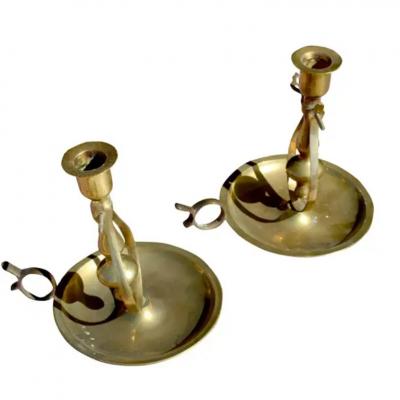 Pair of 6 5 Brass Candle Holders