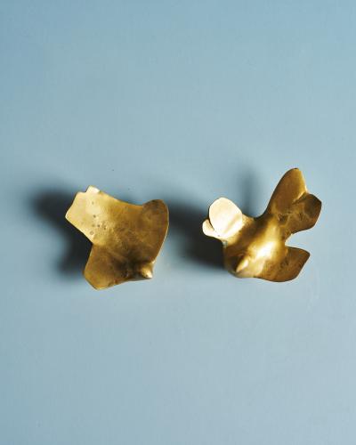 Pair of Abstract Minimalist Cast Bronze Bird Sculptures Greece c 1960