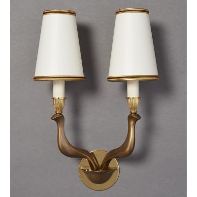 Pair of Abstracted Bird Bronze Sconces Italy 1960s