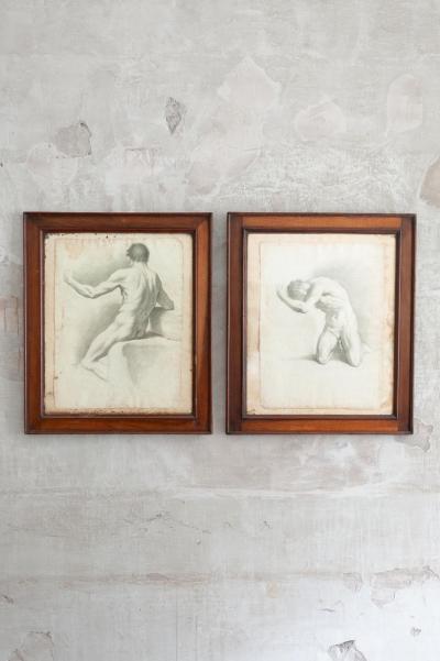 Pair of Academic Nudes Neoclassical Artist Early 19th Century