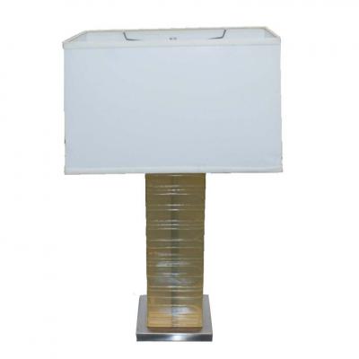 Pair of Acrylic and Chrome Lamps
