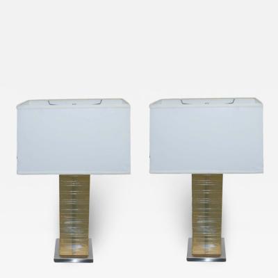 Pair of Acrylic and Chrome Lamps