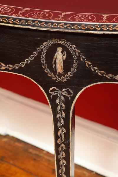 Pair of Adam Period Polychrome Papier Mache Japanned D shaped Pier Tables