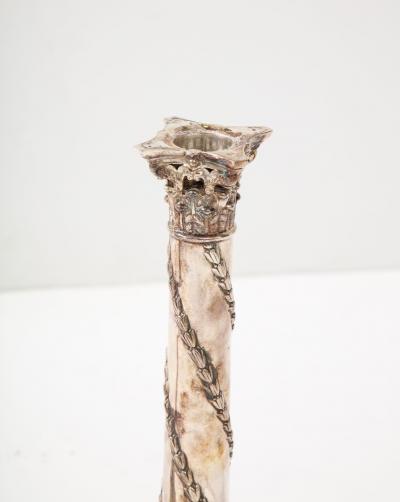 Pair of Adam Style Silver Candlesticks