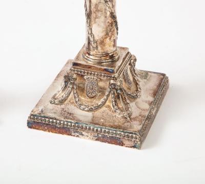 Pair of Adam Style Silver Candlesticks