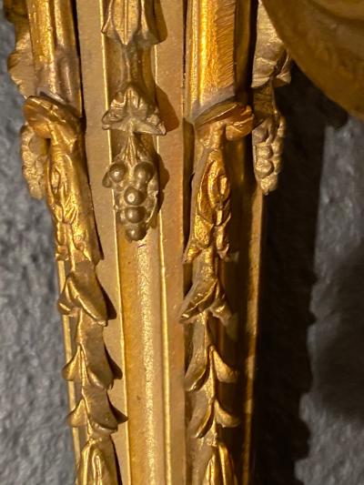 Pair of Adams Style Five Arm Tassel Decorated Dore Bronze Wall Candelabras