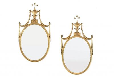 Pair of Adams Style Giltwood Wall Mirrors Console or Commode Mirrors