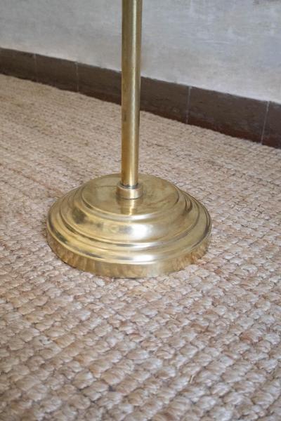 Pair of Adjustable Brass Floor Lamps with Fabric Lampshade 1970s