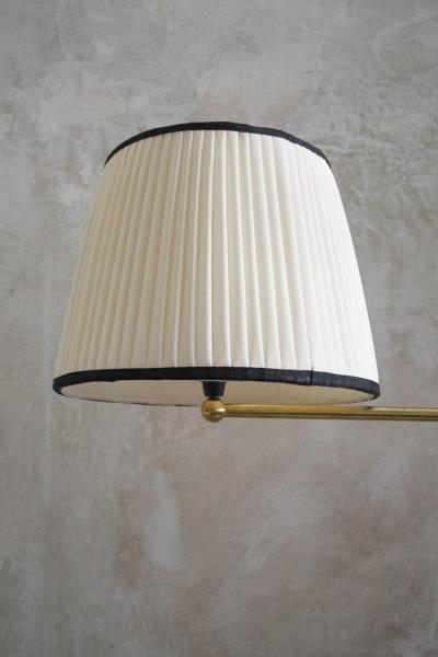 Pair of Adjustable Brass Floor Lamps with Fabric Lampshade 1970s