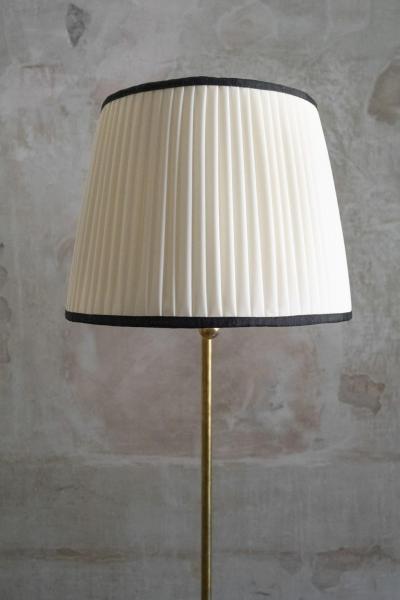 Pair of Adjustable Brass Floor Lamps with Fabric Lampshade 1970s