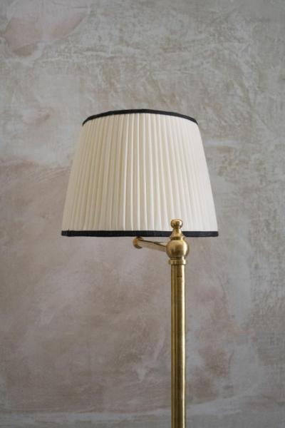 Pair of Adjustable Brass Floor Lamps with Fabric Lampshade 1970s