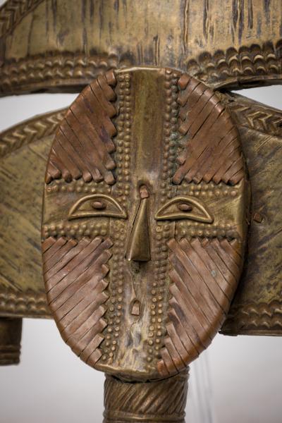 Pair of African Gabon Late 20th Century Hand Carved Wood Copper Kota Mahongwe