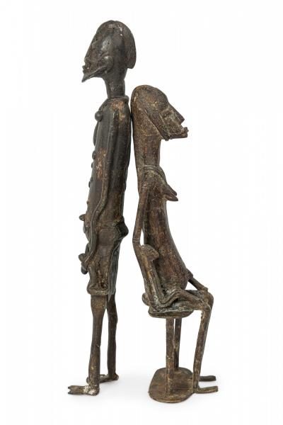 Pair of African Mali 20th Century Bronze Dogon Male Female Ancestor Figures
