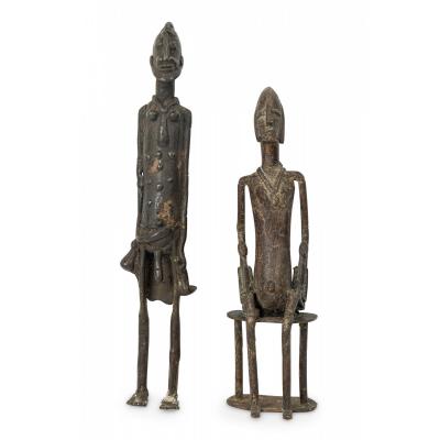 Pair of African Mali 20th Century Bronze Dogon Male Female Ancestor Figures