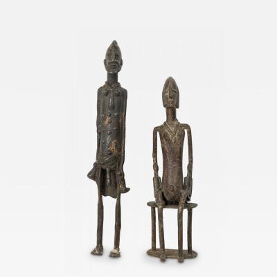 Pair of African Mali 20th Century Bronze Dogon Male Female Ancestor Figures