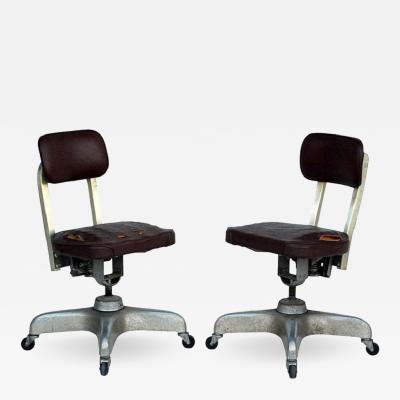 Pair of Aged Industrial Office Swivel Chairs