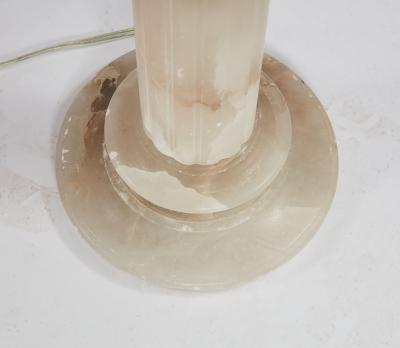 Pair of Alabaster Column Lamps