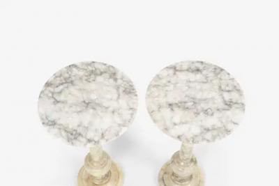 Pair of Alabaster End Tables or Plant or Display Collums