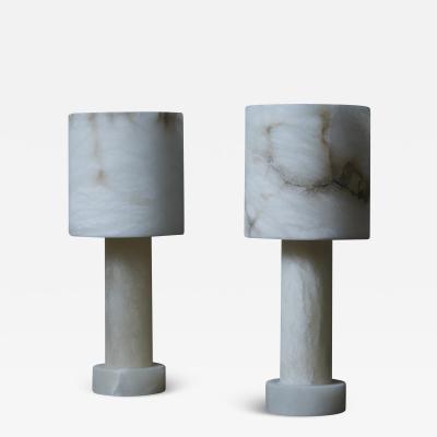 Pair of Alabaster Monolithic Table Lamps