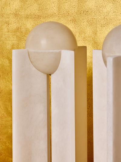 Pair of Alabaster Suspended Globe Table Lamps
