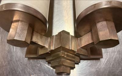 Pair of Alabaster and Bronze Art Deco Sconces Art Deco Collection
