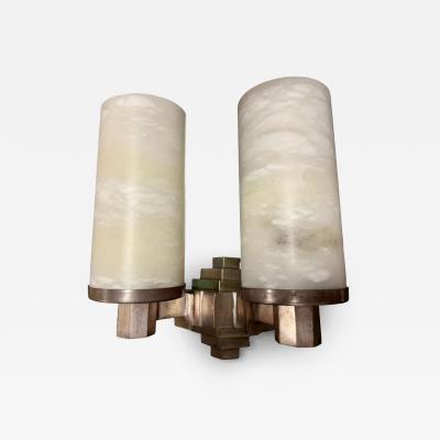 Pair of Alabaster and Bronze Art Deco Sconces Art Deco Collection