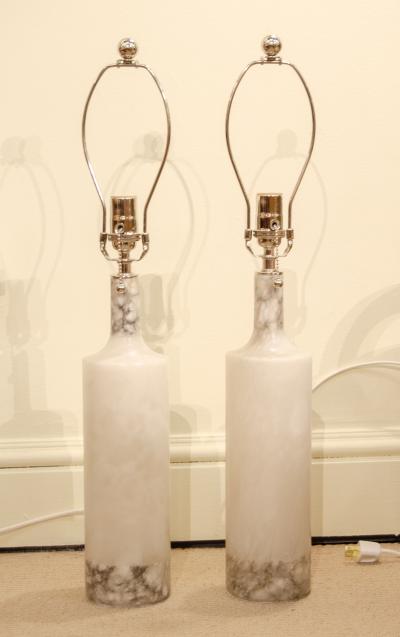 Pair of Alabaster and Marble Table Lamps