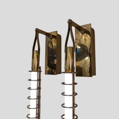 Pair of Albini 17 wall lights brass rings and tube light