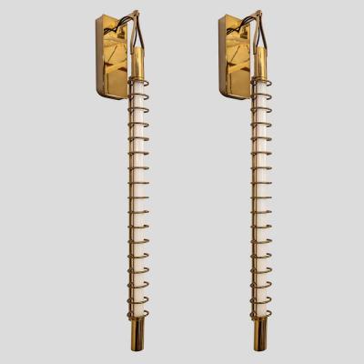 Pair of Albini 17 wall lights brass rings and tube light