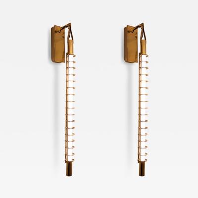 Pair of Albini 17 wall lights brass rings and tube light