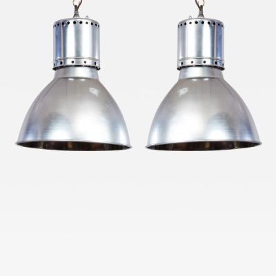 Pair of Aluminum Dome Pendant Lights