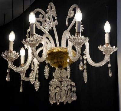 Pair of Amazing Crystal Scones or Wall Lights Italy 1940