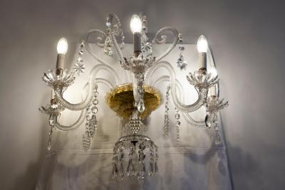 Pair of Amazing Crystal Scones or Wall Lights Italy 1940